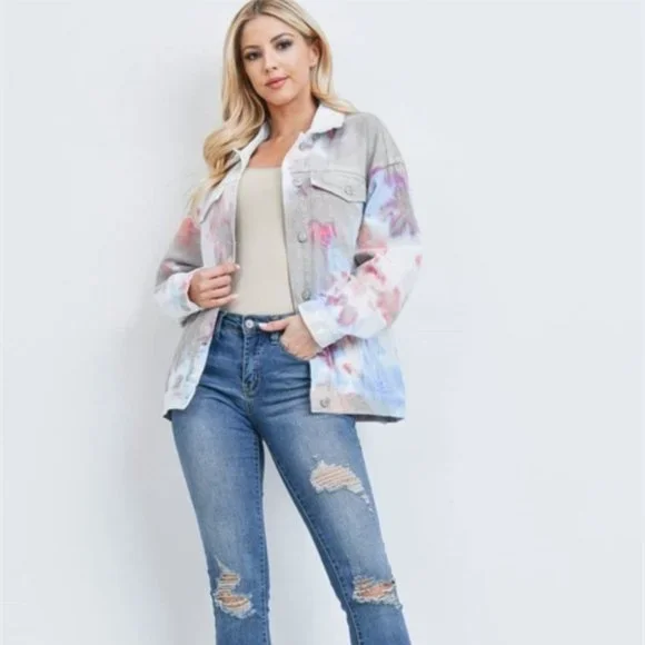 CASUAL DOLLZ Tie Dye Denim Jacket - Picture 4 of 6